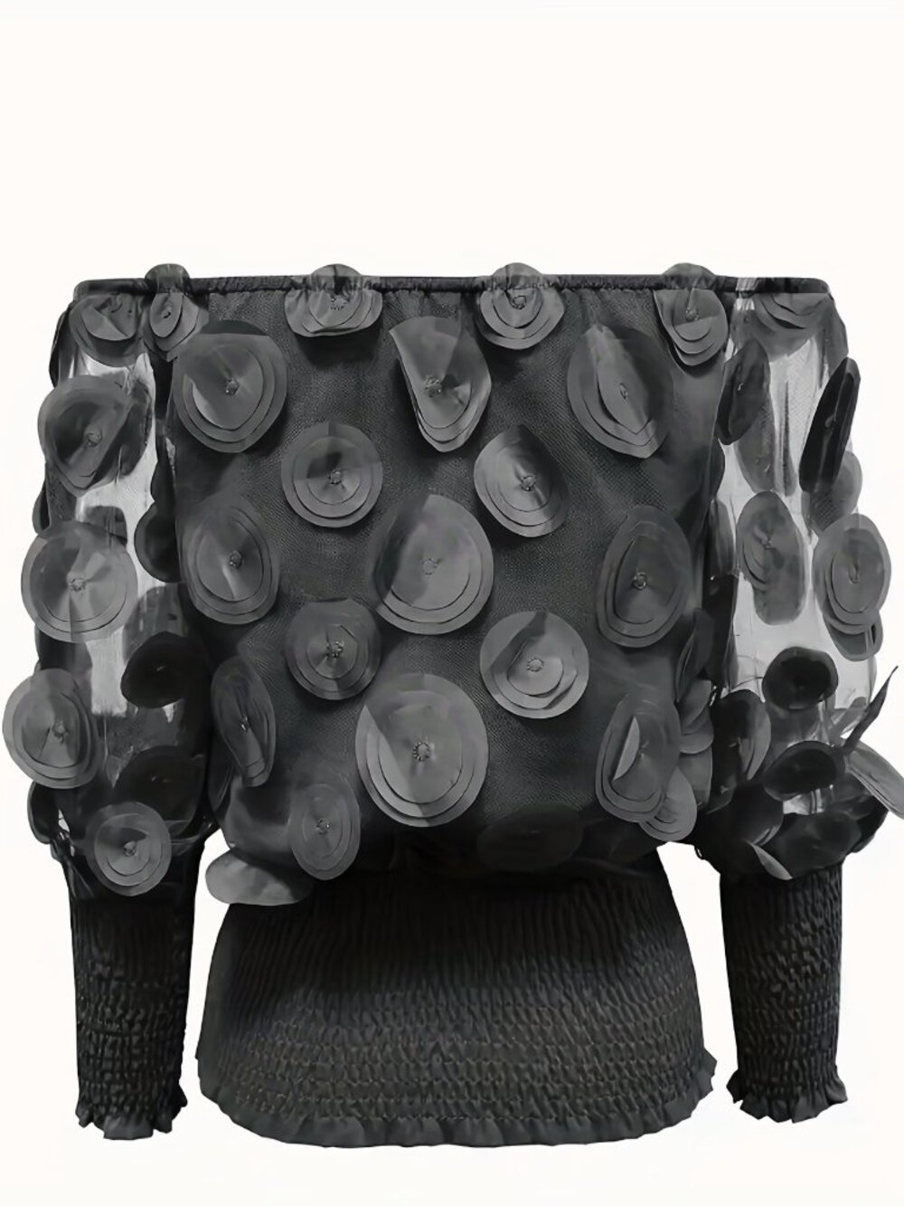 Sexy Off-Shoulder Blouse Semi-sheer Texture - Picture 3 of 4